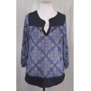 The Limited Blue White Sheer Tunic Top XS